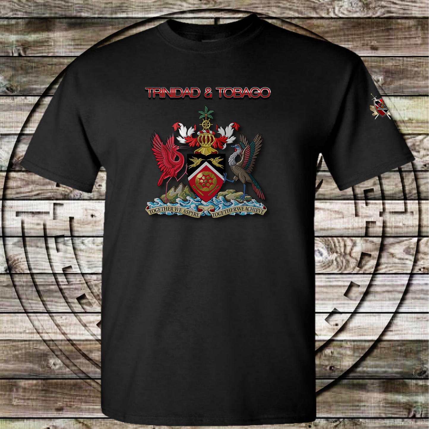 Trinidad and Tobago Coat of Arms with Steel Pan.