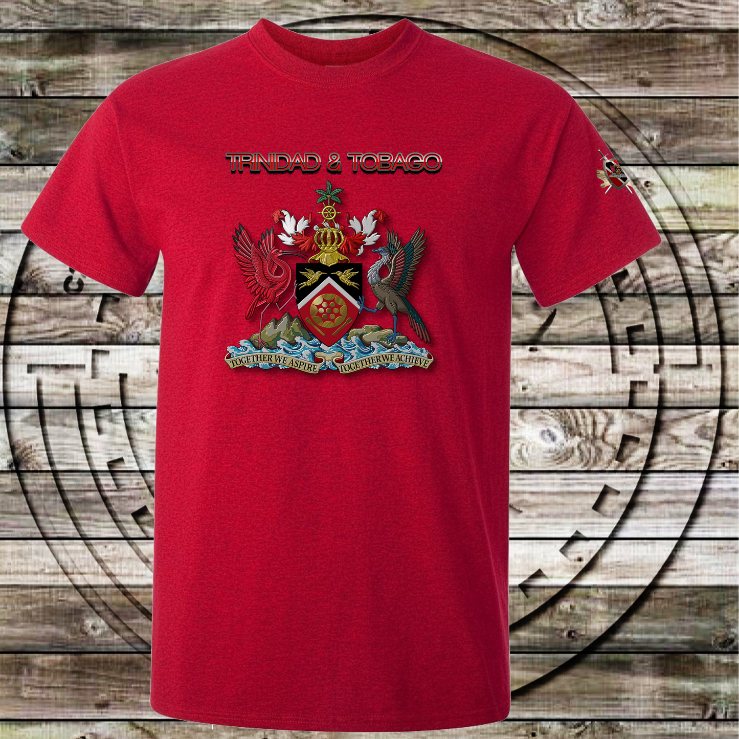 Trinidad and Tobago Coat of Arms with Steel Pan.